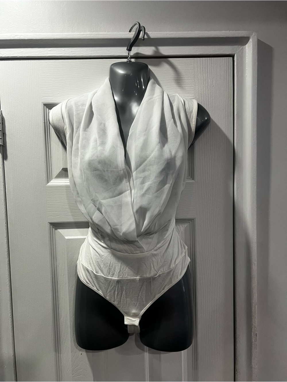 New York & Company - Eva Mendes, White Draped Surplice Bodysuit